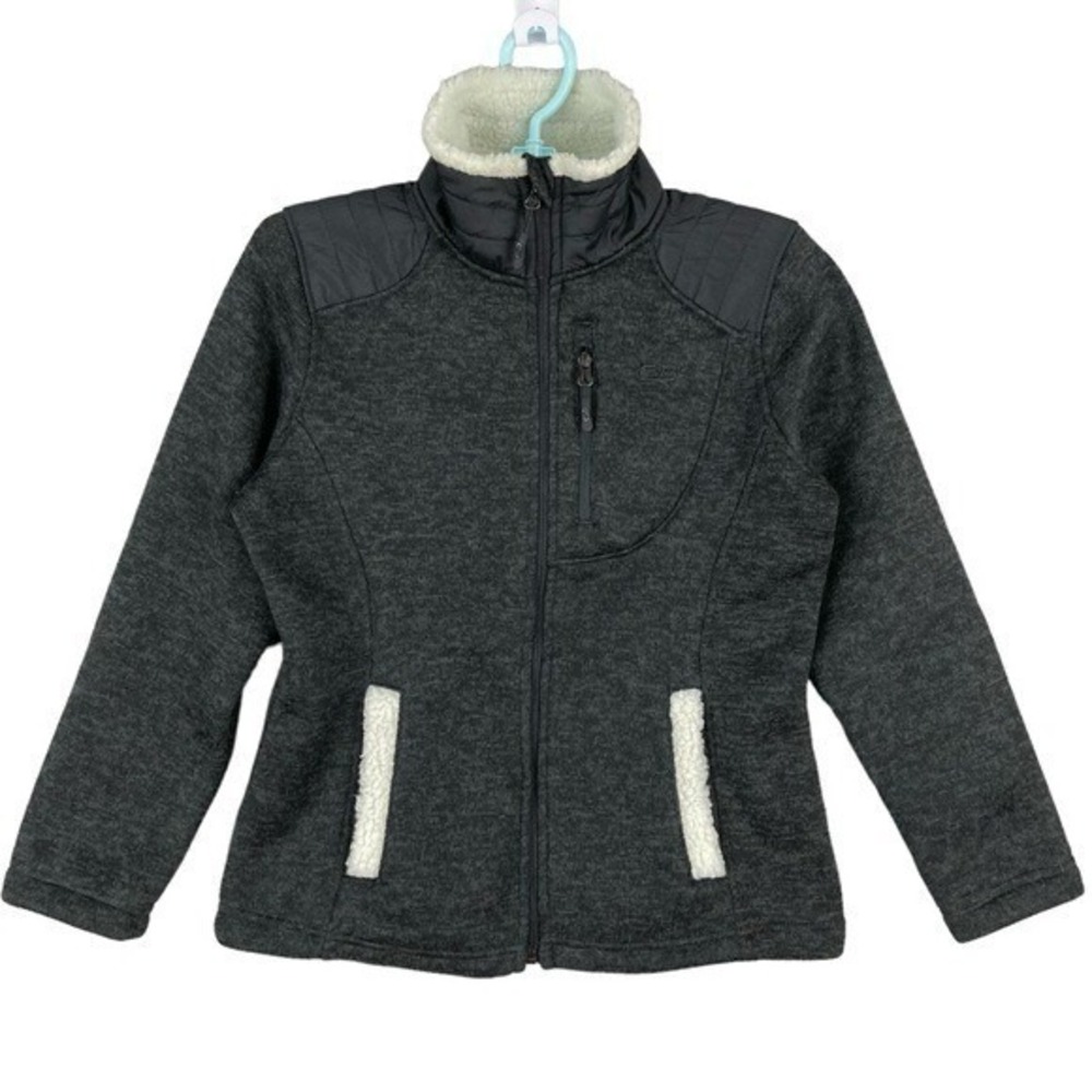 CB Sport Women's Fleece Jacket Size SP Faux Fur Full Zip Black/White Long-Sleeve